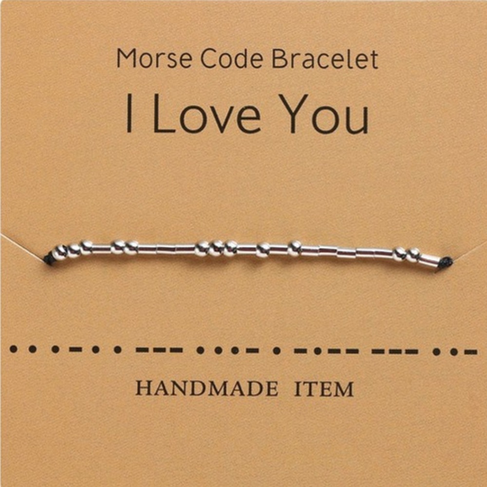 “I Love You” Morse Code Beaded Bracelet
